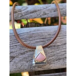 Vintage Desert Rose Trading DTR Sterling Silver, Pink Coral Pendant Necklace 16"